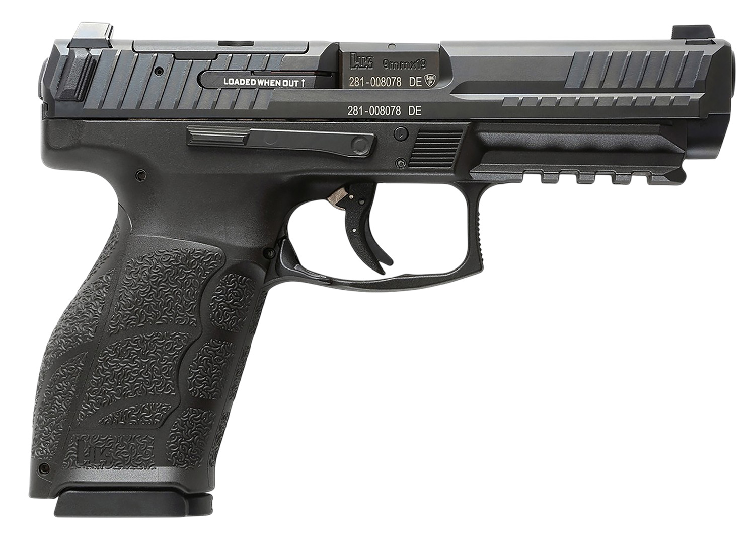 HK 81001067 VP9A1 *CA Compliant Full Size 9mm Luger 10+1 4.53" Optic Ready/Serrated Slide, Black Polymer Frame w/Picatinny Rail, Interchangeable Backstrap Grip, Ambidextrous
