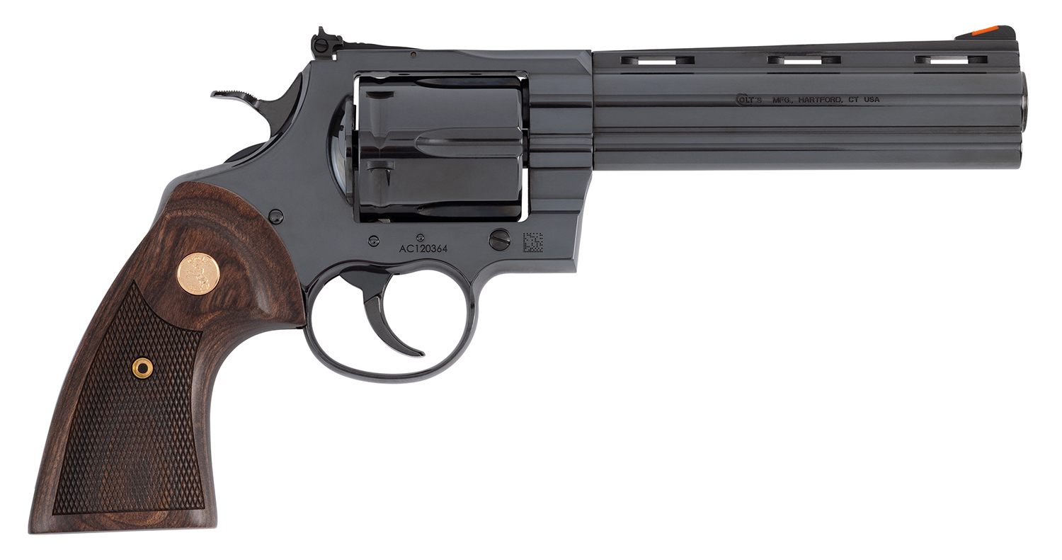 Colt Mfg ANACONDABP6WTS Anaconda  Large 44 Mag 6 Shot 6" Blued Vent Rib Barrel, Cylinder, Drilled & Tapped Steel Frame, Hogue Finger Grooved Grip, Exposed Hammer