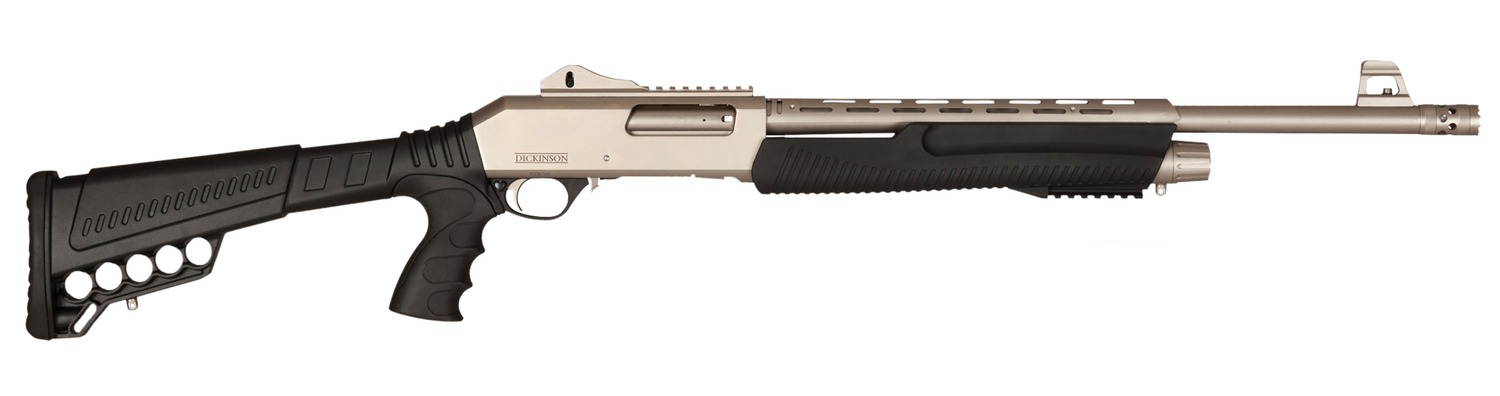 Dickinson Defense Marine Pump Shotgun: Tactical Adjustable Stock, Picatinny Rail, Ghost Ring Sight