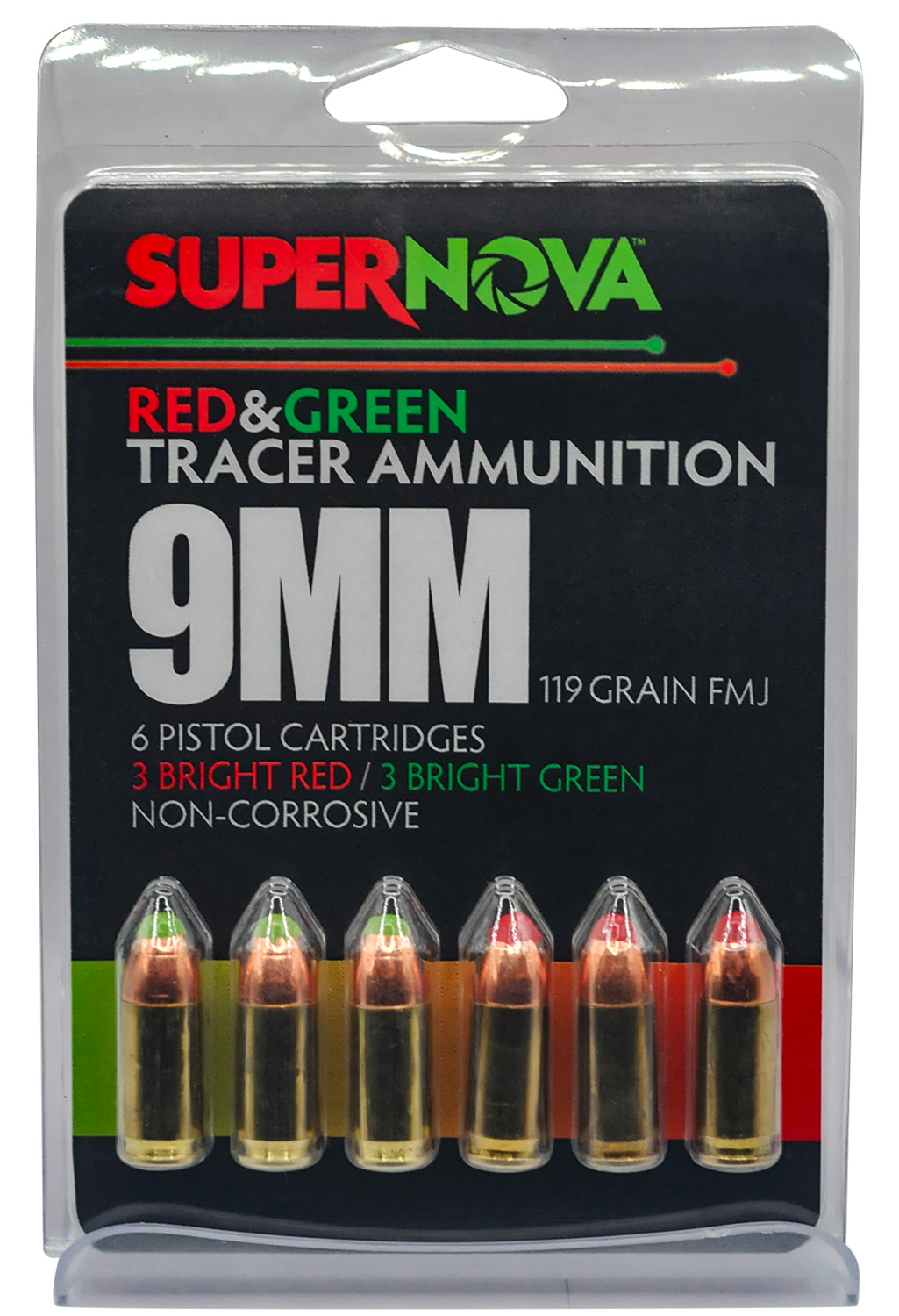 SUPERNOVA PMSN9MM-MP 9MM 119GR FMJ GRN/RED 6/60