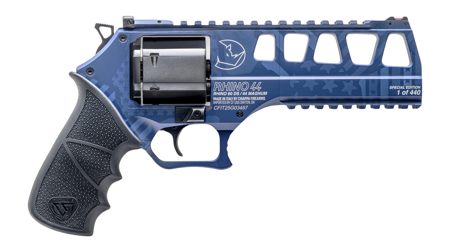 Chiappa Firearms CF340349 Rhino 60SAR *CA Compliant Limited Edition L Frame 44 Mag 6 Shot 6" Navy Blue Steel Barrel & Cylinder, Navy Blue Alloy Frame, Hogue Grip