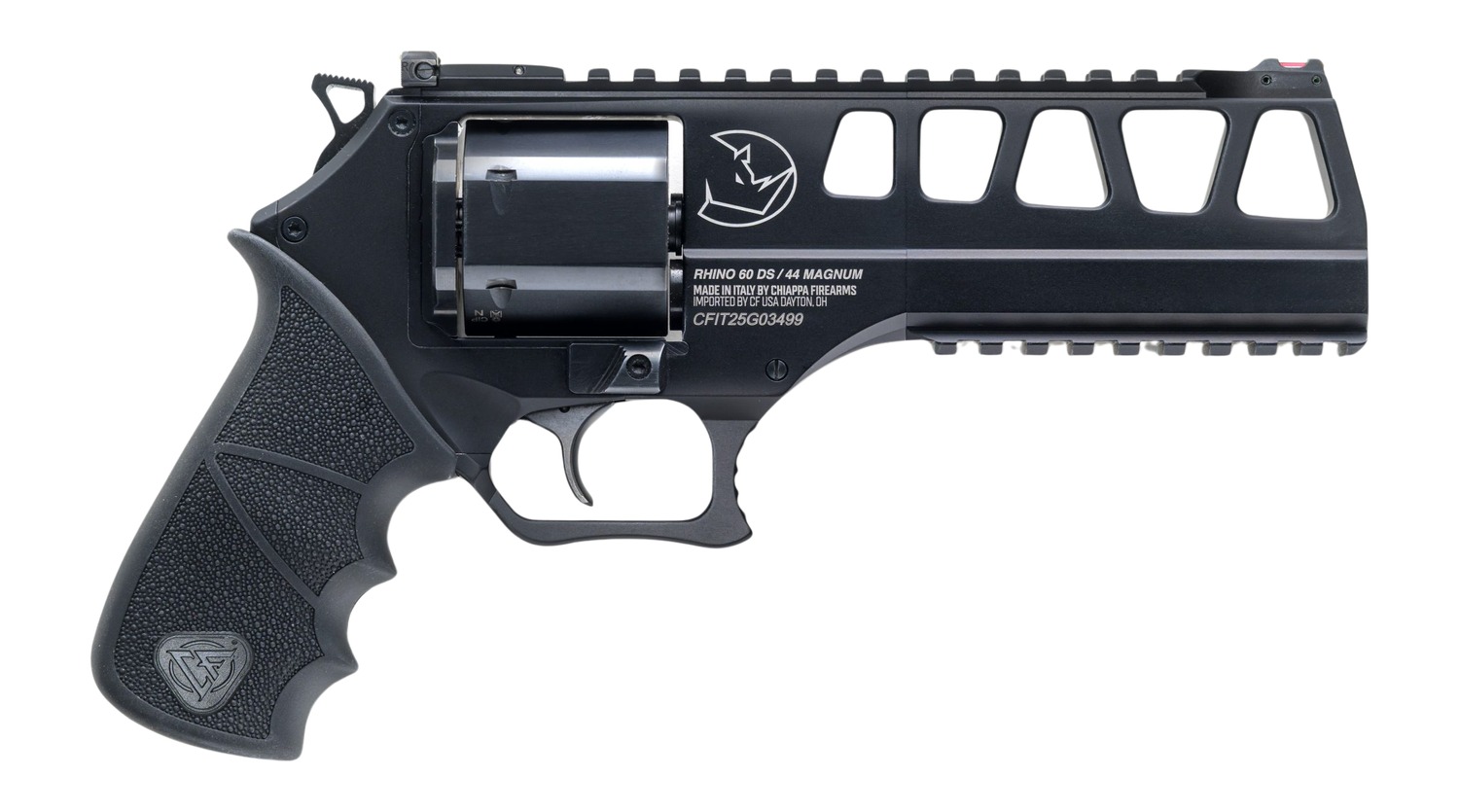 Chiappa Firearms CF340350 60SAR *CA Compliant L Frame 44 Mag 6 Shot 6" Black Steel Barrel & Cylinder, Black Alloy Frame, Hogue Rubber Grip