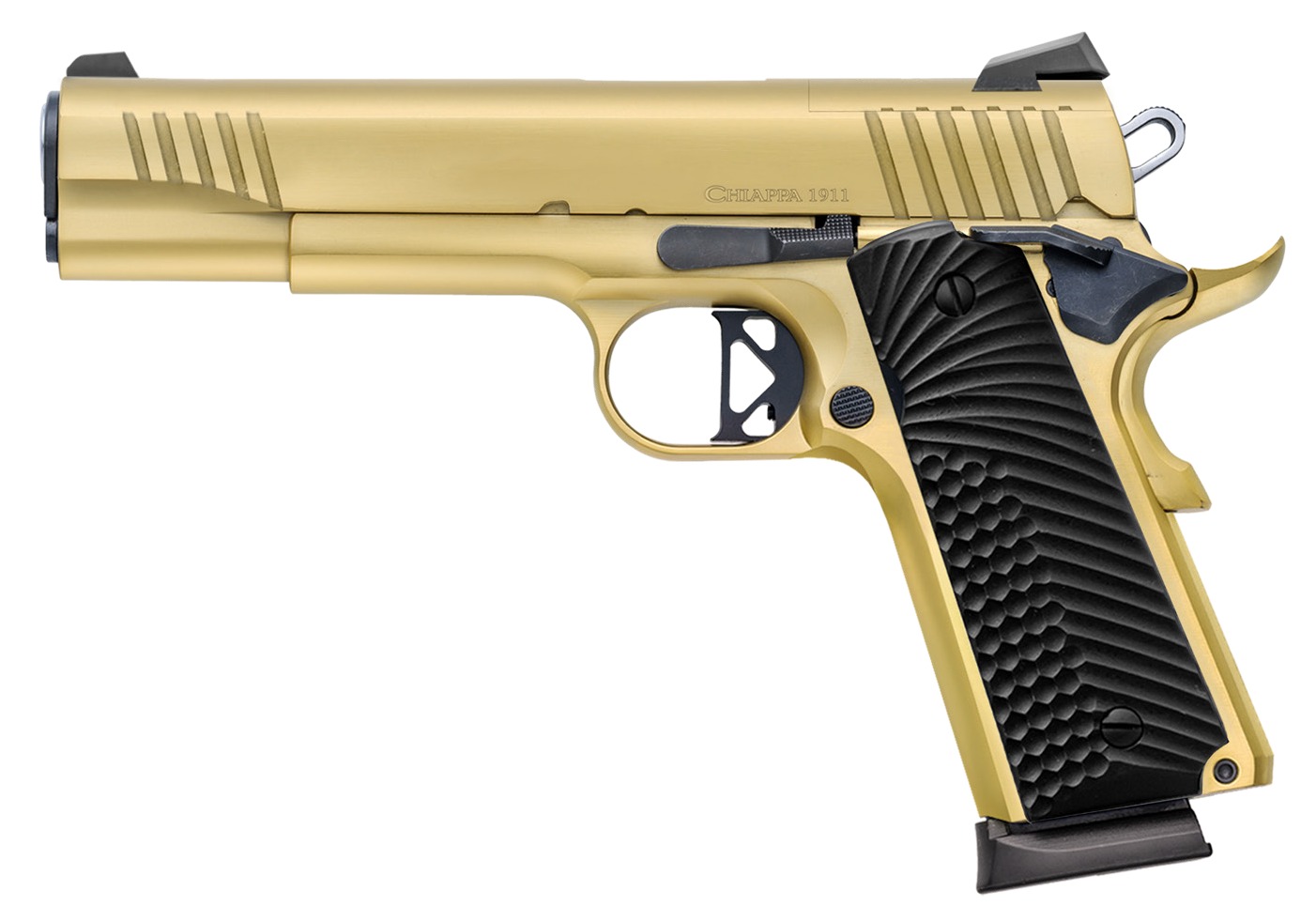 Chiappa Firearms 440233 1911 Superior Full Size Frame 38 Super 8+1 5" Gold Optic Ready/Serrated Slide & Frame, Walnut Grip RMR/RMSc Footprint