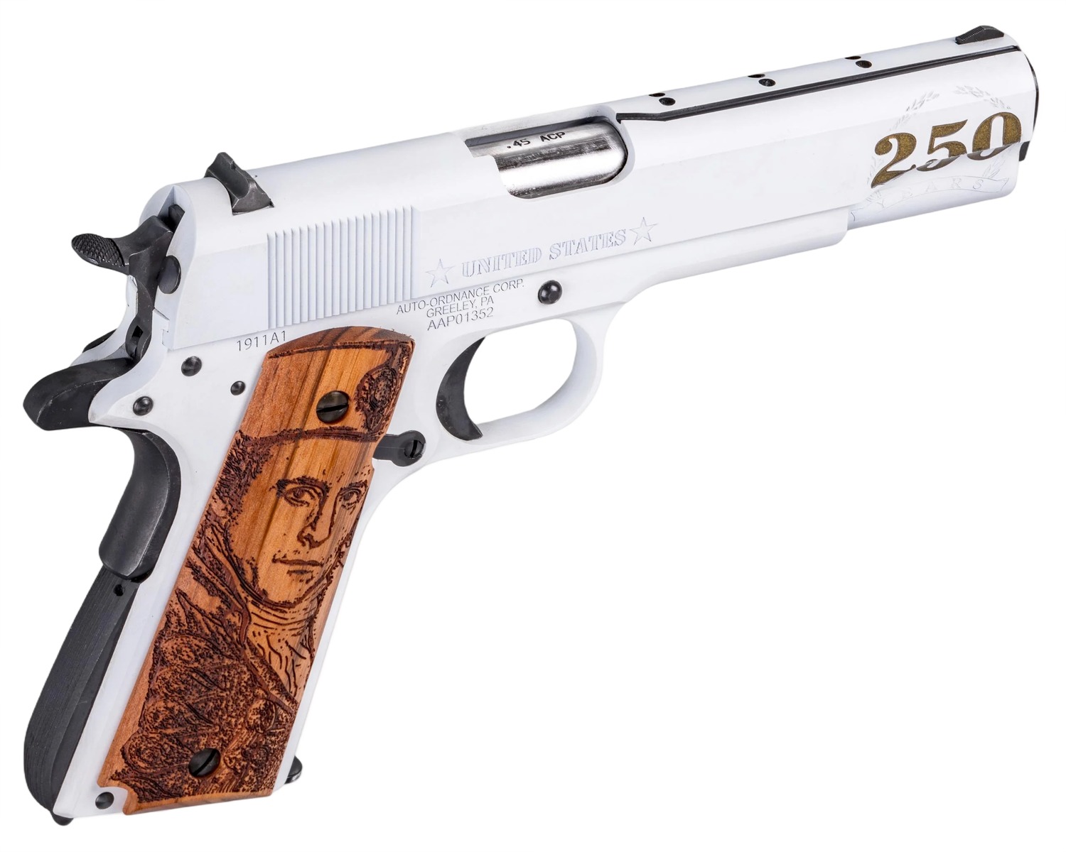 Auto-Ordnance 1911BKOC16 1911A1 45 ACP 5" White, Black, & Gold Cerakote Semi-Auto Pistol - Auto-Ordnance - 45 ACP