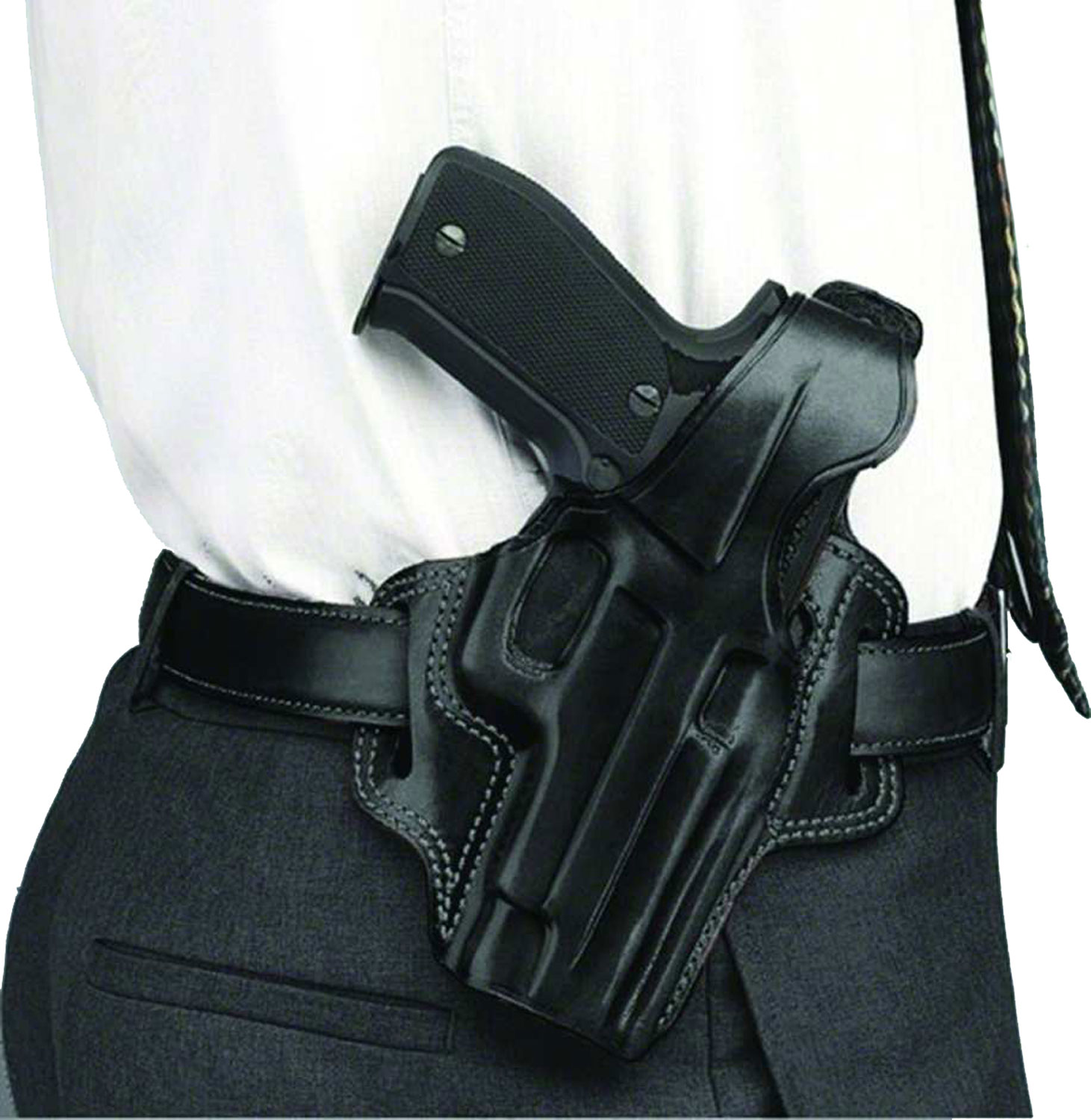 Galco FL226B Fletch OWB Black Leather Belt Slide Compatible w/Glock 19...-img-0