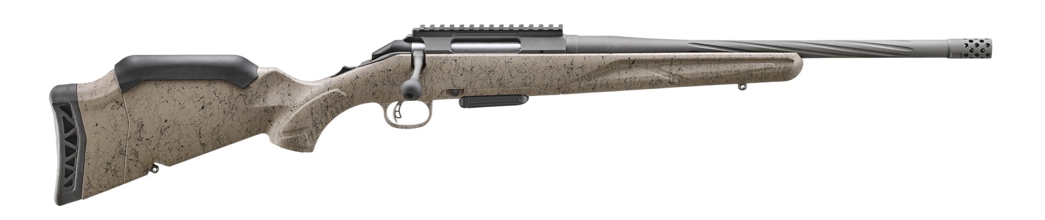 Ruger 46992 American II Ranch 350 Legend 5+1 16.40" Cobalt Cerakote Spiral Threaded Barrel & Alloy Steel Receiver w/Picatinny Rail, Flat Dark Earth Splatter Fixed Synthetic Stock