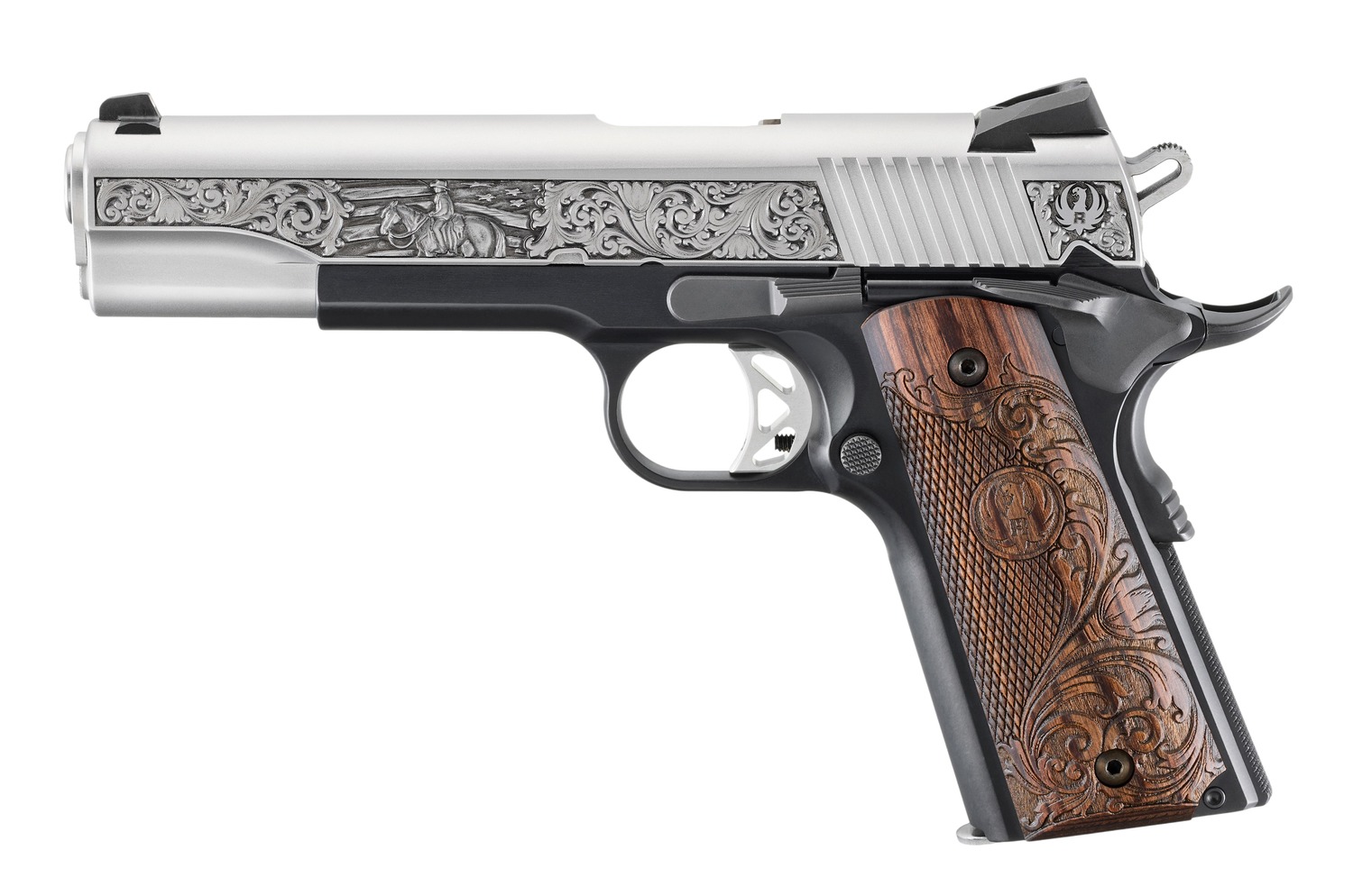 Ruger SR1911 45 ACP 8+1 5 in. Engraved Stainless Slide Wood Grips - Superb Reliable 1911 2 Ruger SR1911 45 ACP 8+1 5 in. Engraved Stainless Slide Wood Grips - Superb Reliable 1911 - Image 2