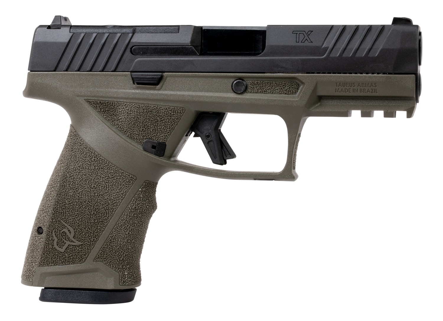 Taurus  TX 9  Compact 9mm Luger 15+1 4" Black Barrel, OD Green Alloy Steel Optic Ready/Serrated Slide, Black Stainless Steel Frame w/Picatinny Rail, Interchangeable Backstrap Grip