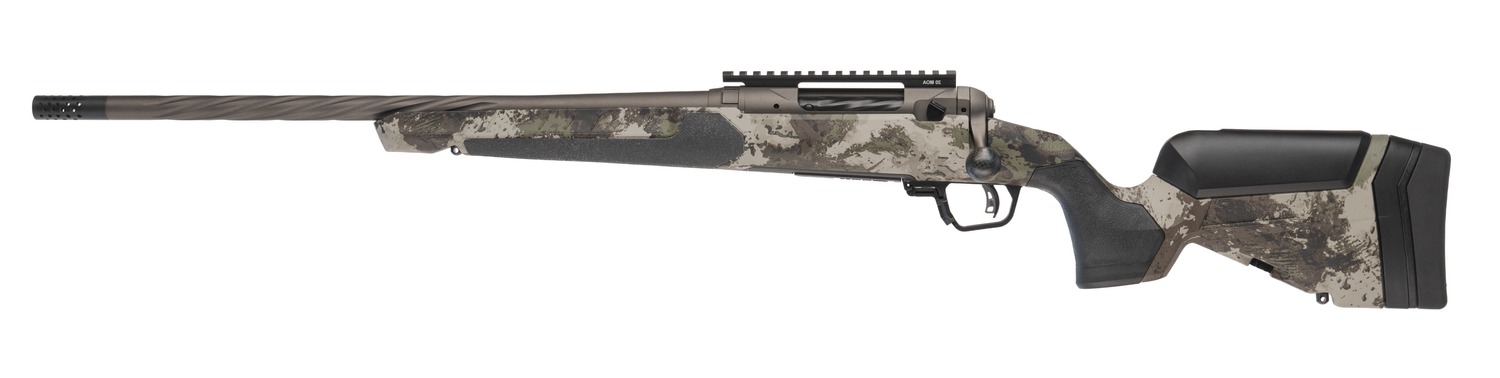 Savage Arms 32891 110 Core Hunter Pro 25 Creedmoor 3+1 24" Spiral Fluted Barrel, Savage Woodland Camo AccuStock w/AccuFit V2 Synthetic Stock, Left Hand