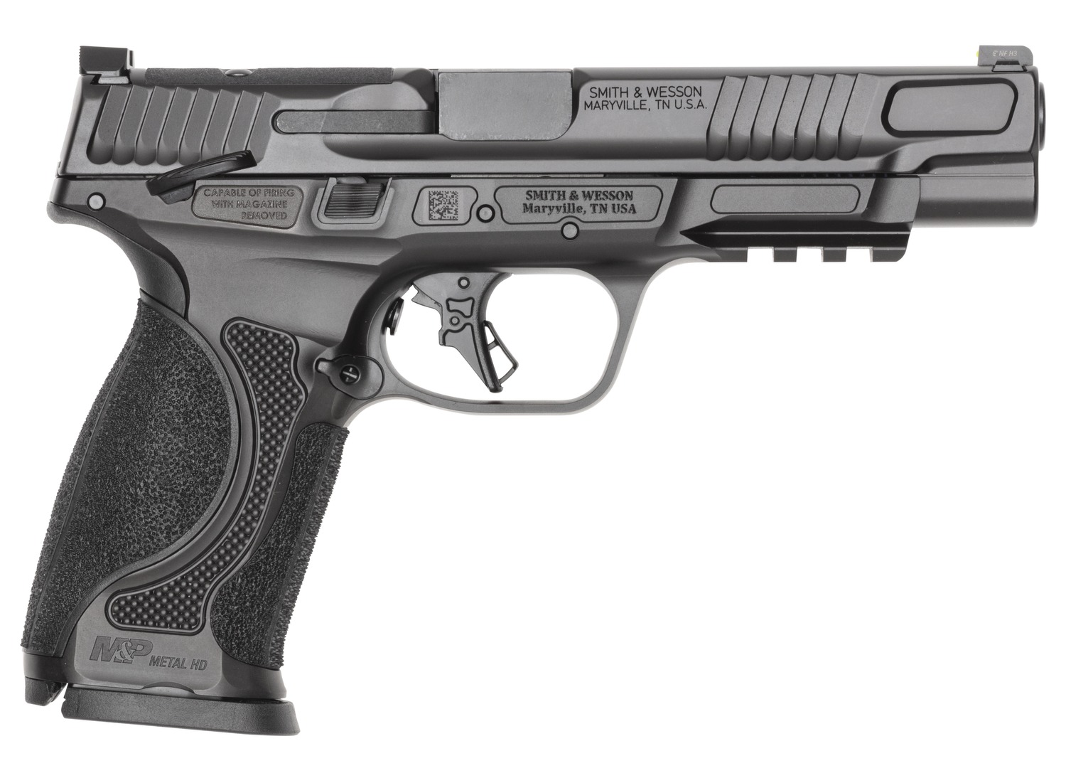 Smith & Wesson 14672 M&P M2.0 Metal 9mm Luger 17+1 5" Black Armornite Stainless Steel Barrel & Optic Ready/Serrated Slide, Black Armornite Stainless Steel Frame w/Picatinny Rail, Interchangeable Palms