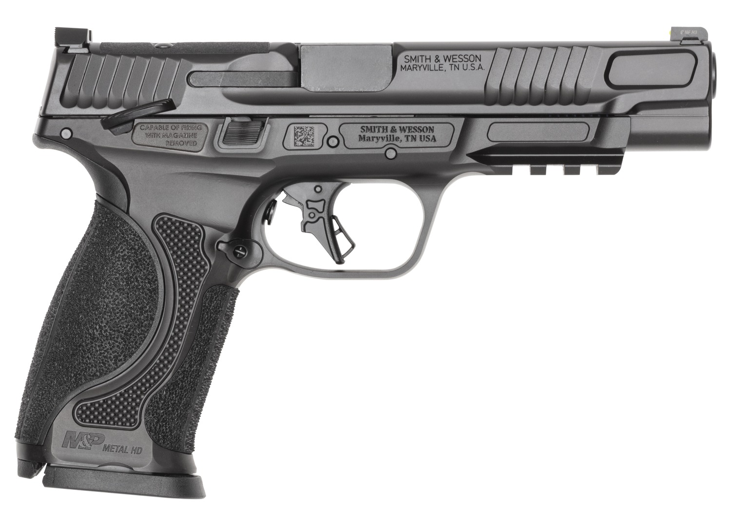Smith & Wesson 14673 M&P M2.0 Metal 9mm Luger 10+1 5" Black Armornite Stainless Steel Barrel & Optic Ready/Serrated Slide, Black Armornite Stainless Steel Frame w/Picatinny Rail, Interchangeable Palms