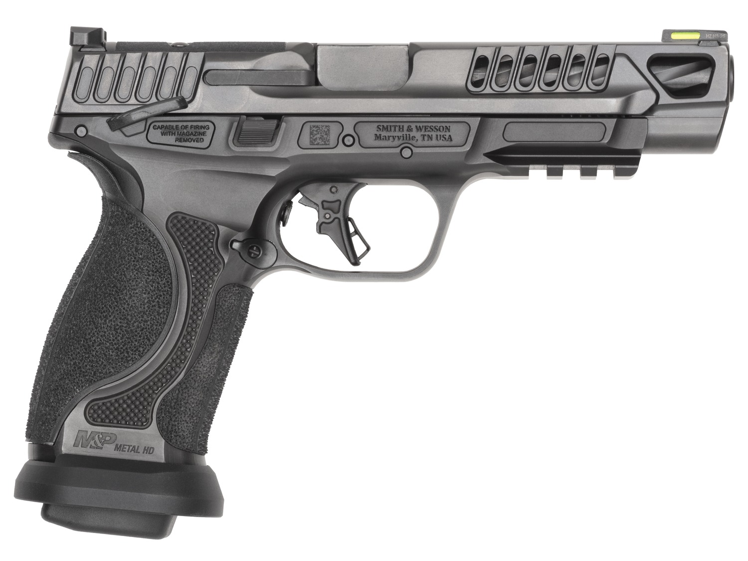 Smith & Wesson 14069 M&P M2.0 Competitor HD 9mm Luger 17+1 5" Overall Black Armornite Stainless Steel Spiral Fluted Barrel, Lightening Cut/Optic Ready/Serrated Slide & Stainless Steel Frame w/Picatinn