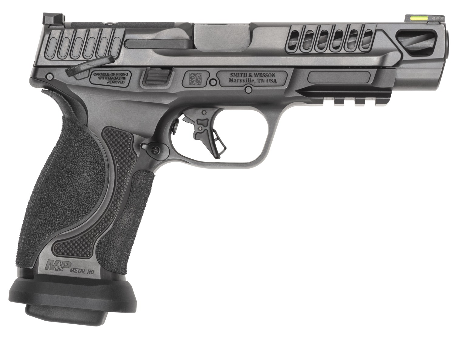 Smith & Wesson 14071 M&P M2.0 Competitor HD 9mm Luger 10+1 5" Overall Black Armornite Stainless Steel Spiral Fluted Barrel, Lightening Cut/Optic Ready/Serrated Slide & Stainless Steel Frame w/Picatinn