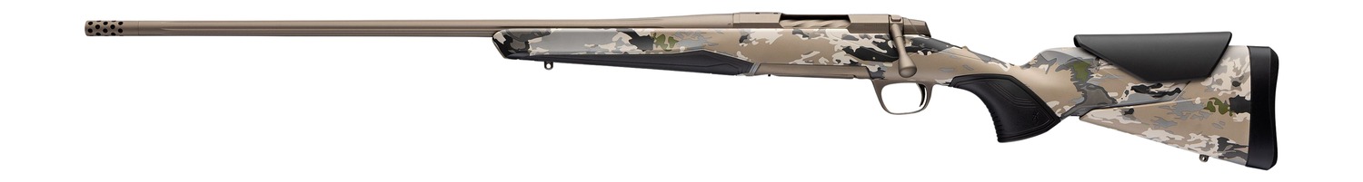 Browning 036125294 X-Bolt 2 Speed Full Size 6.5 PRC 3+1 24" Smoked Bronze Cerakote Fluted Threaded Barrel & Steel Drilled & Tapped Receiver, Ovix Camo w/Black Overmold Adj Vari-Tech Synthetic Stock, L