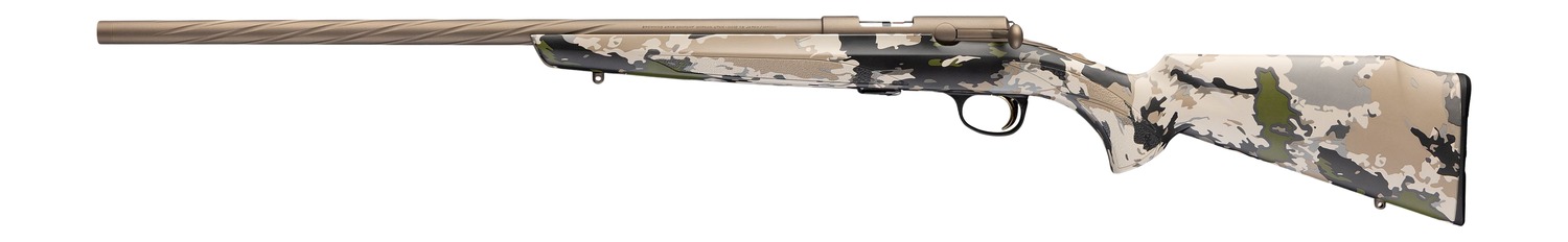 Browning 025261204 T-Bolt Speed 22 WMR 10+1 22" Smoked Bronze Cerakote Spiral Fluted Threaded Barrel, Smoked Bronze Cerakote Steel Drilled & Tapped Receiver, Ovix Camo Fixed Synthetic Stock, Left Hand
