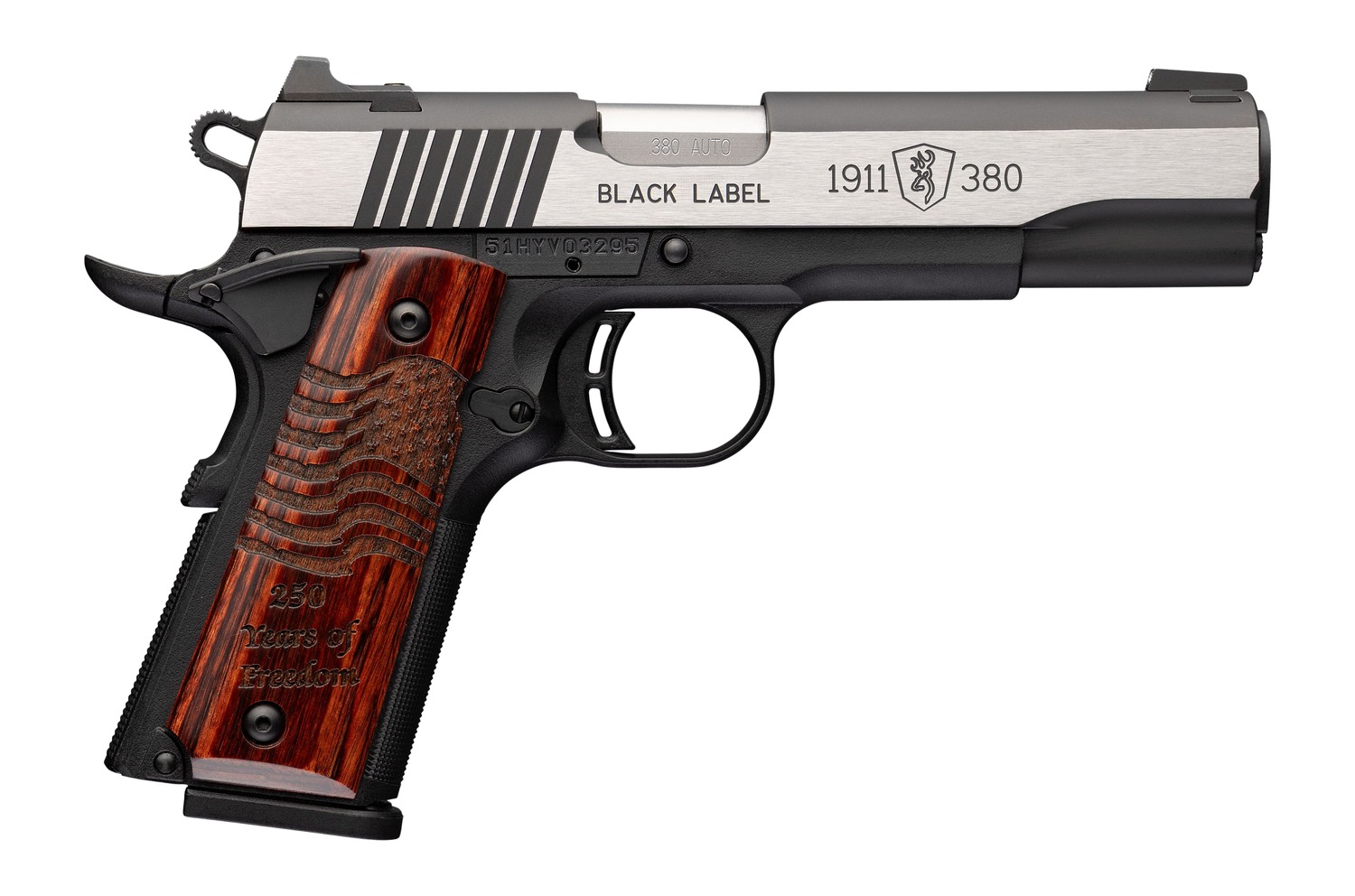 Browning 051122492 1911-380 Medallion Pro 250 380 ACP 4.25" Blackened Stainless Semi-Auto Pistol