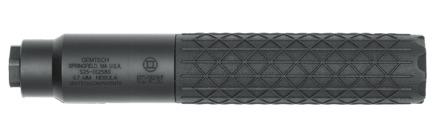 Gemtech NEBULA 5.7 Direct Thread Suppressor 5.7x28mm 1.2 Dia 1/2x28 Thread Black Cerakote