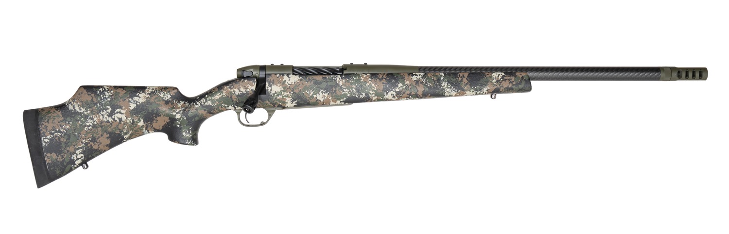 Weatherby MCC01N25RWR4B Mark V Carbon Compact 25 WBY RPM 3+1 22" +2" Carbon Fiber BSF Threaded Barrel, OD Green Cerakote Steel Drilled & Tapped Receiver, Black w/Brown, Green & White Sponge Accents Mo