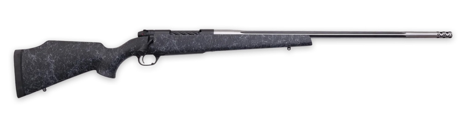Weatherby MAM01N25CMR4B Mark V Accumark Full Size 25 Creedmoor 4+1 22" + 2" Spun Stainless Fluted Threaded Barrel, Stainless Steel Drilled & Tapped Receiver, Matte Black w/Spiderweb Monte Carlo Synthe