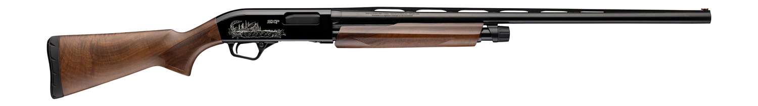 Winchester Repeating Arms 512480392 SXP High Grade 12 Gauge Pump 3" 4- 2.75" Shells 28" Black Chrome Vent Rib Barrel, Engraved Gloss Blued Aluminum Receiver, Fixed Grade II Oiled Walnut Stock, Invecto