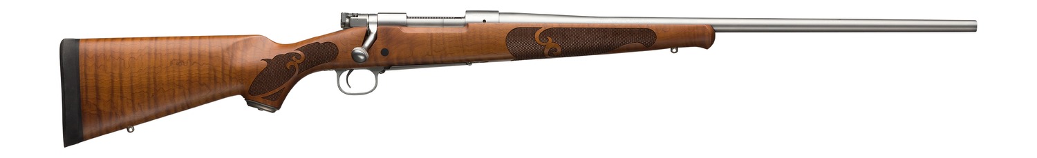 Winchester Repeating Arms 535236294 Model 70 Featherweight 6.5 PRC 3+1 24" Matte Stainless Target Crown Barrel & Drilled & Tapped Receiver, Satin AA French Maple Fixed w/Schnabel Forearm Stock, Right
