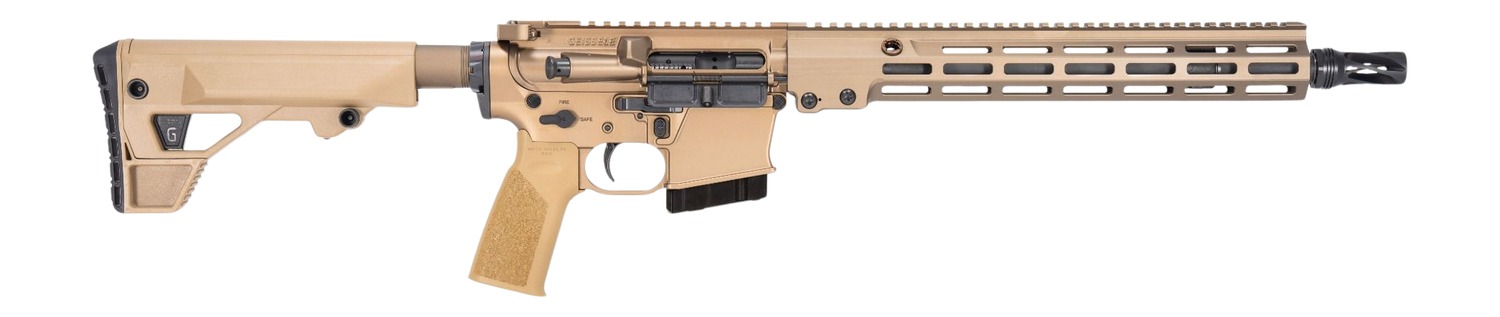 Geissele Automatics 08654S GFR Recce MOD1 6mm ARC 8+1 14.50" Threaded Barrel, Desert Dirt Cerakote Aluminum Receiver w/Picatinny Rail, M-LOK Handguard, Mil-Spec 6 Position Buffer Tube, DD Polymer Geis