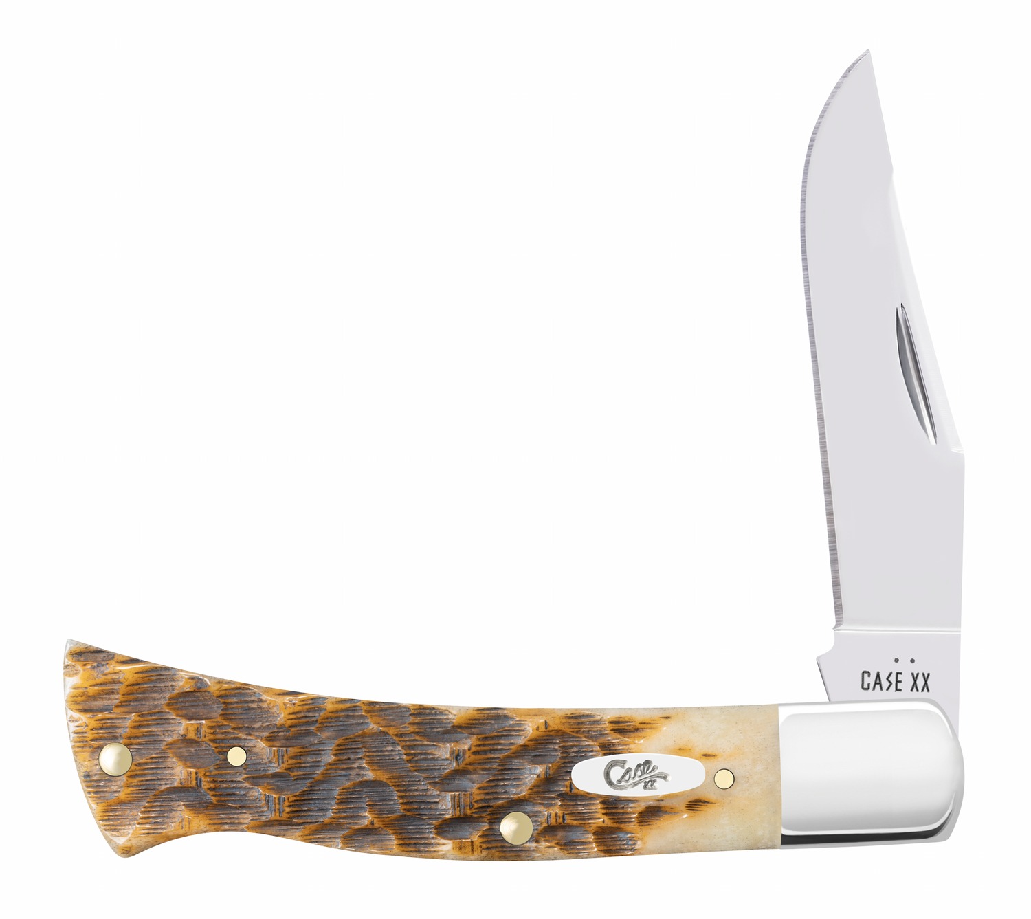 Case 10799 Axe Handle Peach Seed Jig Amber Bone