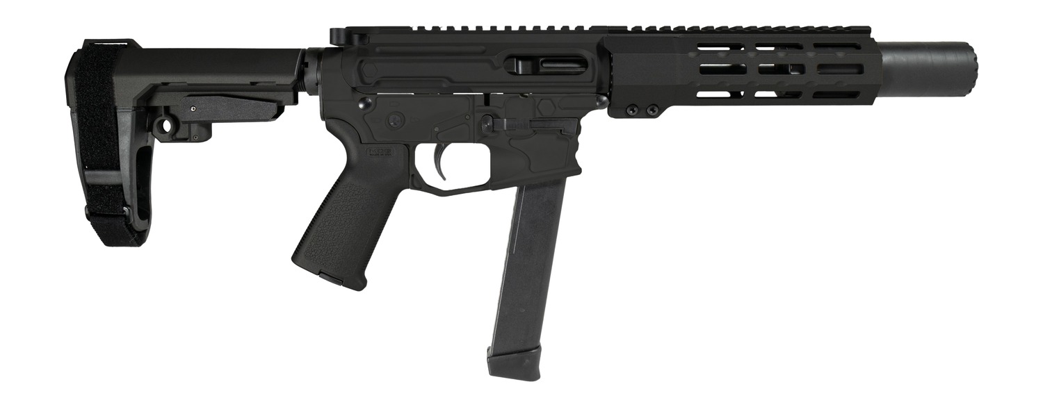Shark Coast Tactical SCC06711SPBO9 Sneeky Pete 9mm Luger 30+1 5.50" Black Melonite Threaded Barrel, Black Cerakote Receiver, SB Tactical SBA3 Brace