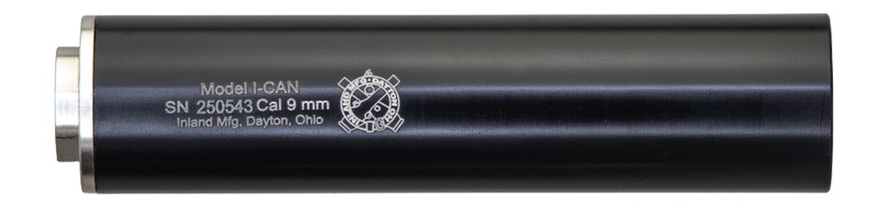 INLAND I-CAN 6" Aluminum Black Type III Anodized Black .45 Suppressor, .578x28 direct thread base