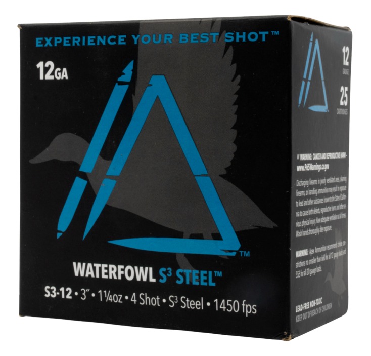 Apex Waterfowl S3 Steel Shotgun Ammo 12 Gauge 3 in. #4