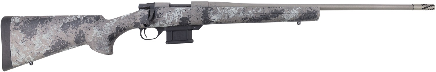 Howa HMFN22ARCGL 1500 Fence Line 22 ARC 5+1 22" Tungsten Cerakote Threaded Barrel, Tungsten Cerakote Aluminum Drilled & Tapped Receiver, Gray Light Camo Fixed Synthetic Stock, Right Hand