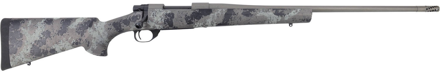 Howa HMFN300BLKGL 1500 Fence Line 300 AAC Blackout 5+1 16.25" Tungsten Cerakote Threaded Barrel, Tungsten Cerakote Aluminum Drilled & Tapped Receiver, Gray Light Camo Fixed Synthetic Stock, Right Hand
