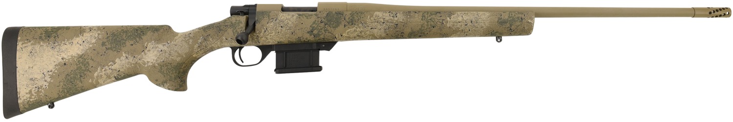 Howa HMFN65GRPR 1500 Fence Line 6.5 Grendel 5+1 22" Burnt Bronze Cerakote Threaded Barrel, Burnt Bronze Cerakote Aluminum Drilled & Tapped Receiver, Prairie Reaper Camo Fixed Synthetic Stock, Right Ha