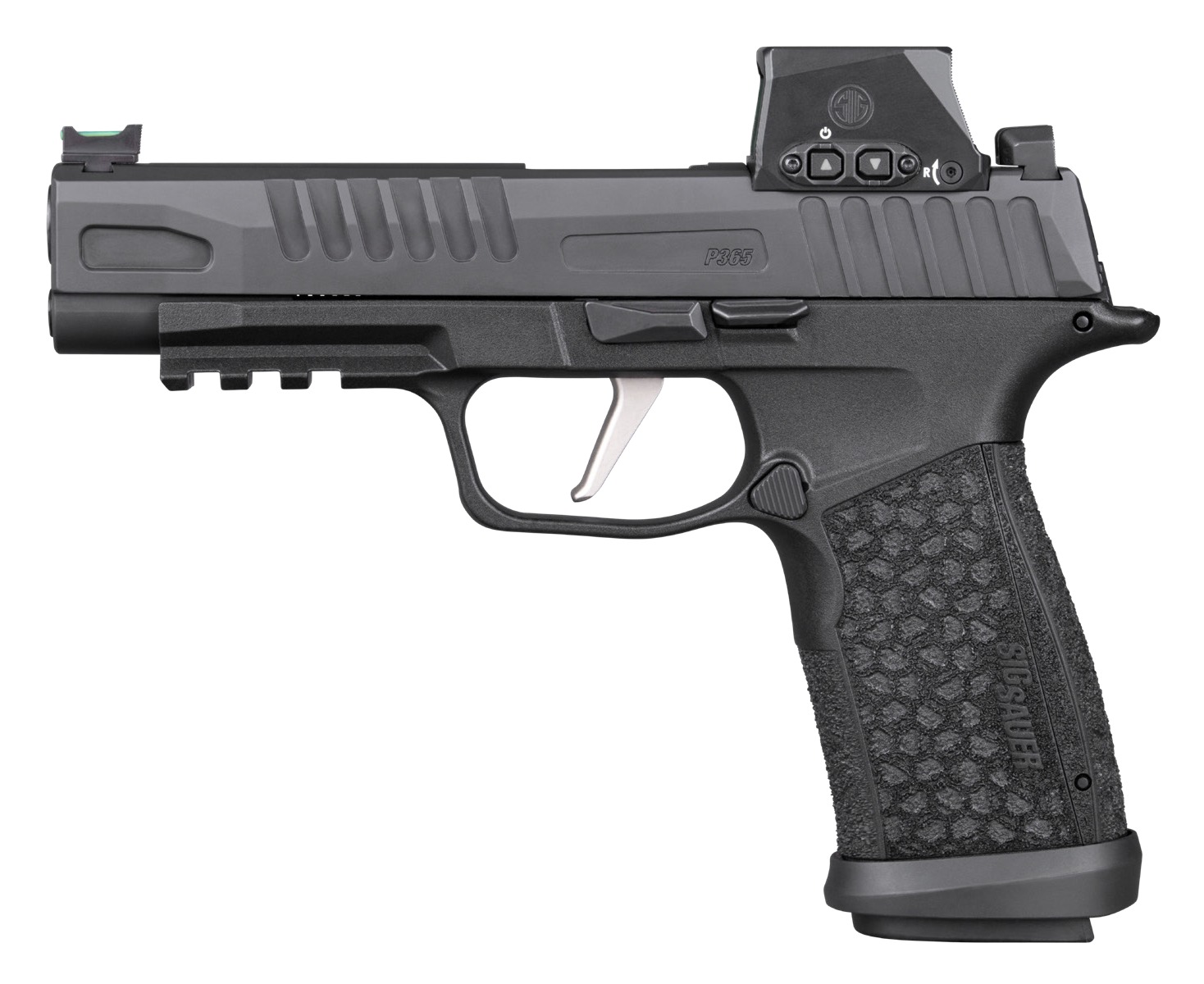 Sig Sauer 365XF9BFORXSL P365 Fuse w/Optic Compact 9mm Luger 21+1 4.30" Black DLC Barrel, Black Nitron Stainless Steel Serrated w/Optic Slide, Black DLC Stainless Steel Frame w/Beavertail & Picatinny R