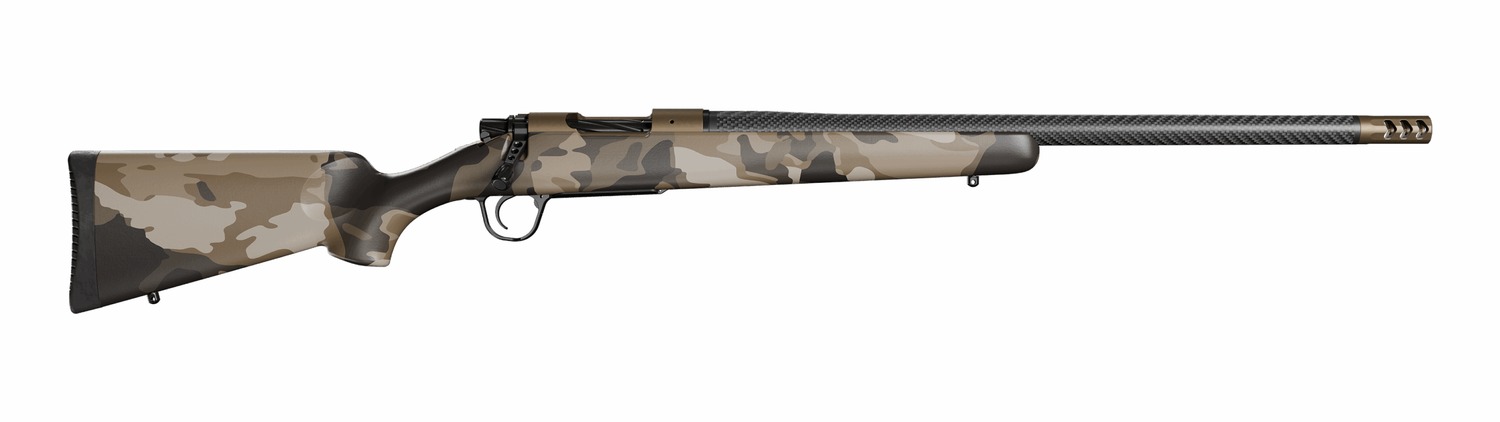 Christensen Arms 801-060082-00 Ridgeline FFT Full Size 22 Creedmoor 4+1 20" Carbon Fiber Threaded Barrel. Burnt Bronze Cerakote Steel Drilled & Tapped Receiver. Barren Dune Camo Fixed Carbon Fiber Sto