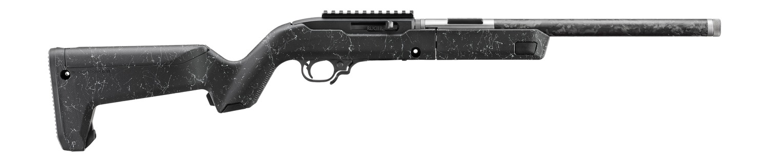 Ruger 32034 10/22 Carbon Fiber Takedown 22 LR 10+1 16.10" Carbon Fiber Threaded Barrel, Black Receiver w/Scope Rail, Textured Black w/White Specks Magpul X-22 Backpacker Synthetic Stock