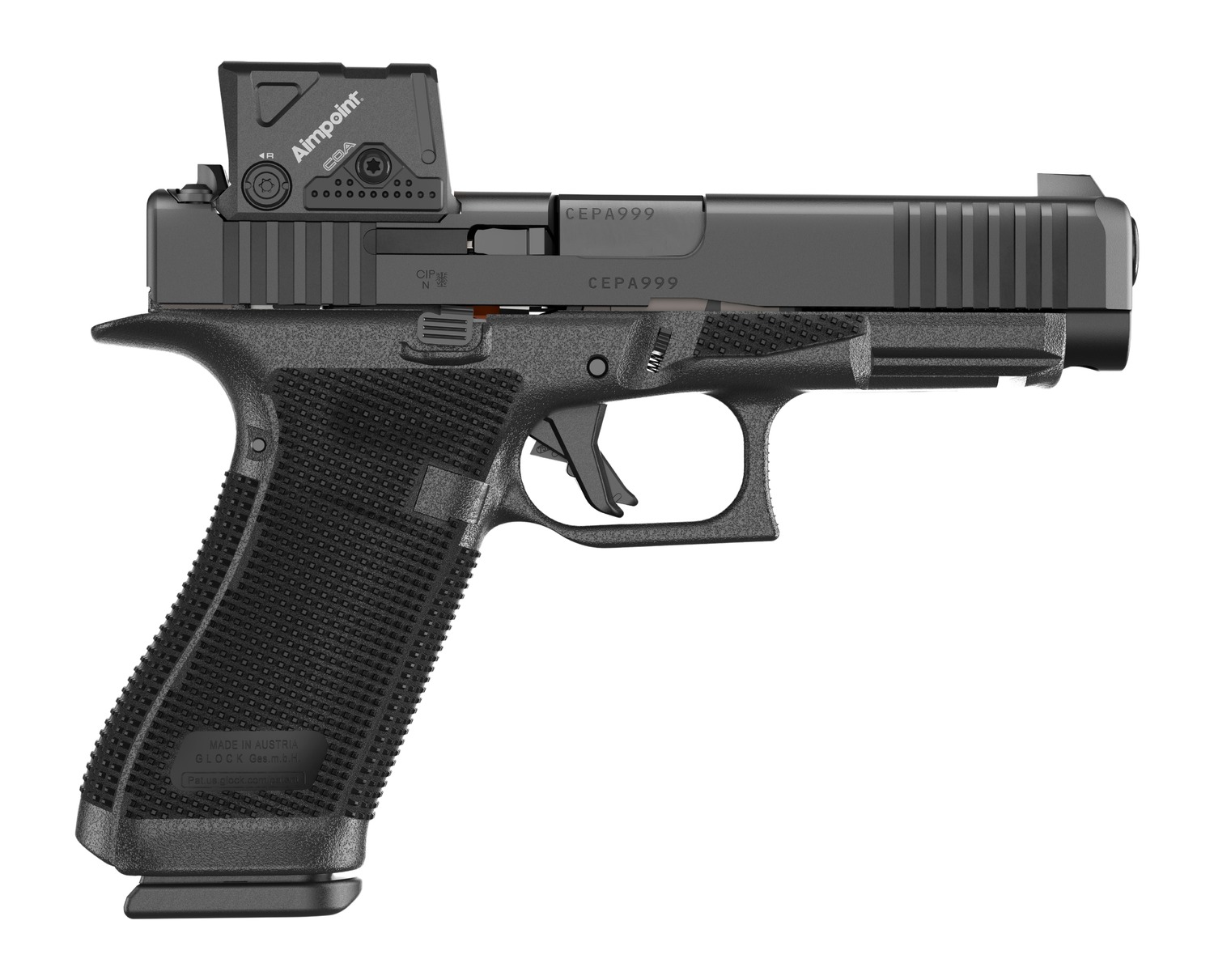 Glock P61750B03DC8A3 G17 Gen6 w/Aimpoint Full Size 9mm Luger 17+1 4.49" Black GMB Barrel, Black nDLC Steel Serrated w/Optic Slide, Black Polymer Frame w/Accessory Rail, Interchangeable Backstrap Grip,