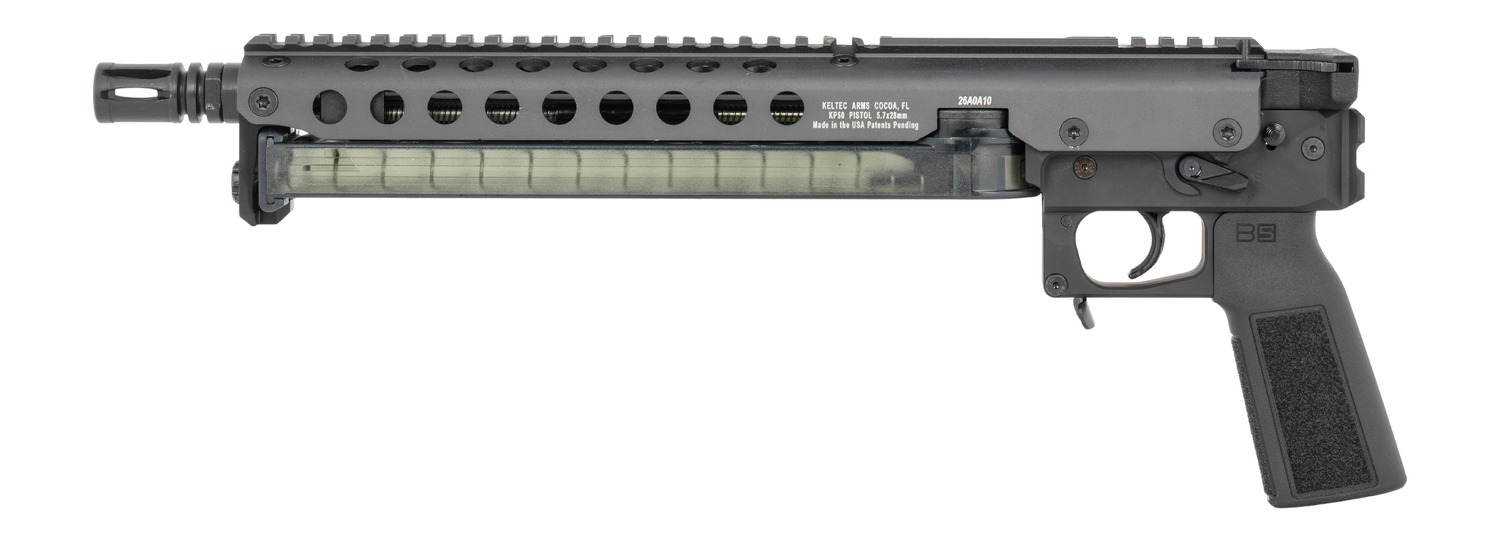 Kel-Tec KP50 5.7x28mm 50+1 9.6 in. Black - Superb Rugged Pistol 4 Kel-Tec KP50 5.7x28mm pistol with top mounted magazine, right side