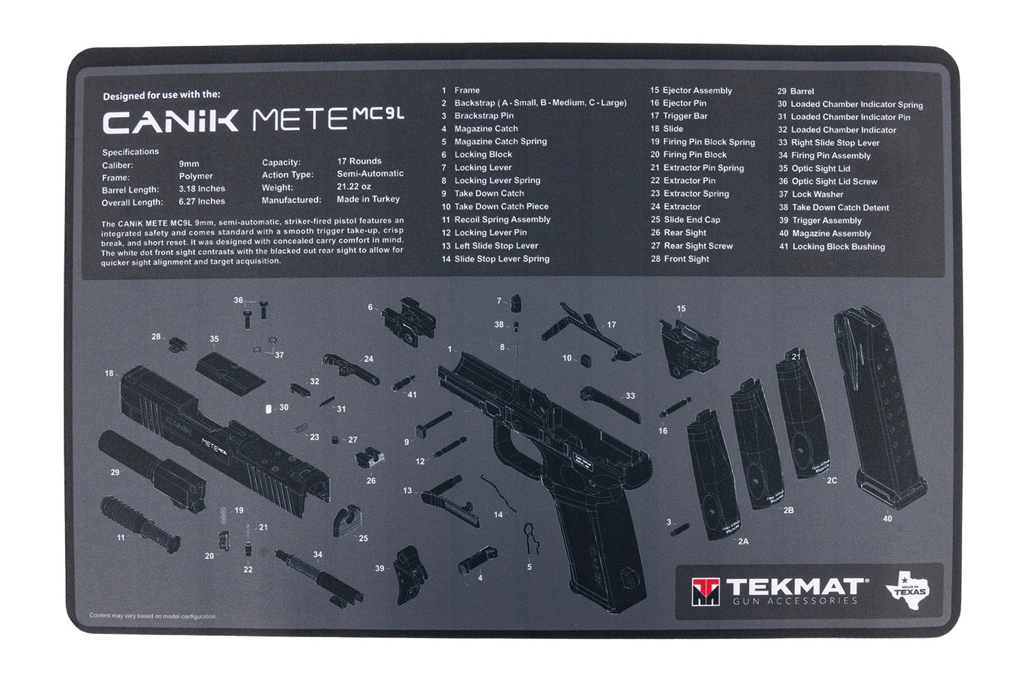 TEKMAT TEK-R17-CANIK-MC9L   17X11 CANIK MC9L