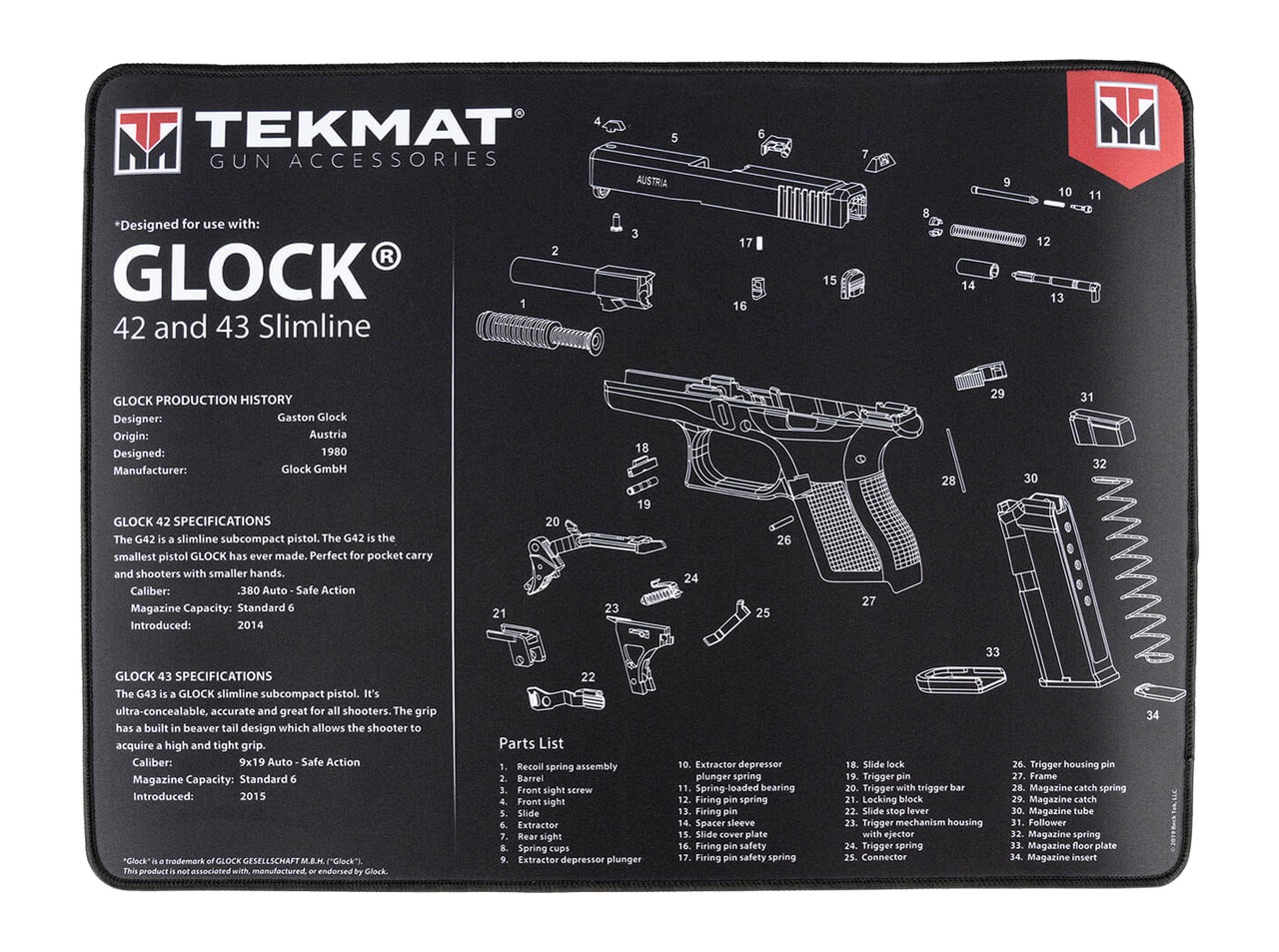 TEKMAT TEK-R20-GLOCK-42-43  20X15 ULTRA GLK 42/43