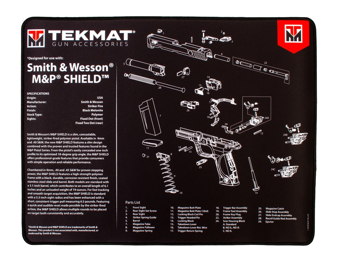 TEKMAT TEK-R20-SW-MP-SHIELD 20X15 ULTRA GLK S&WSHL