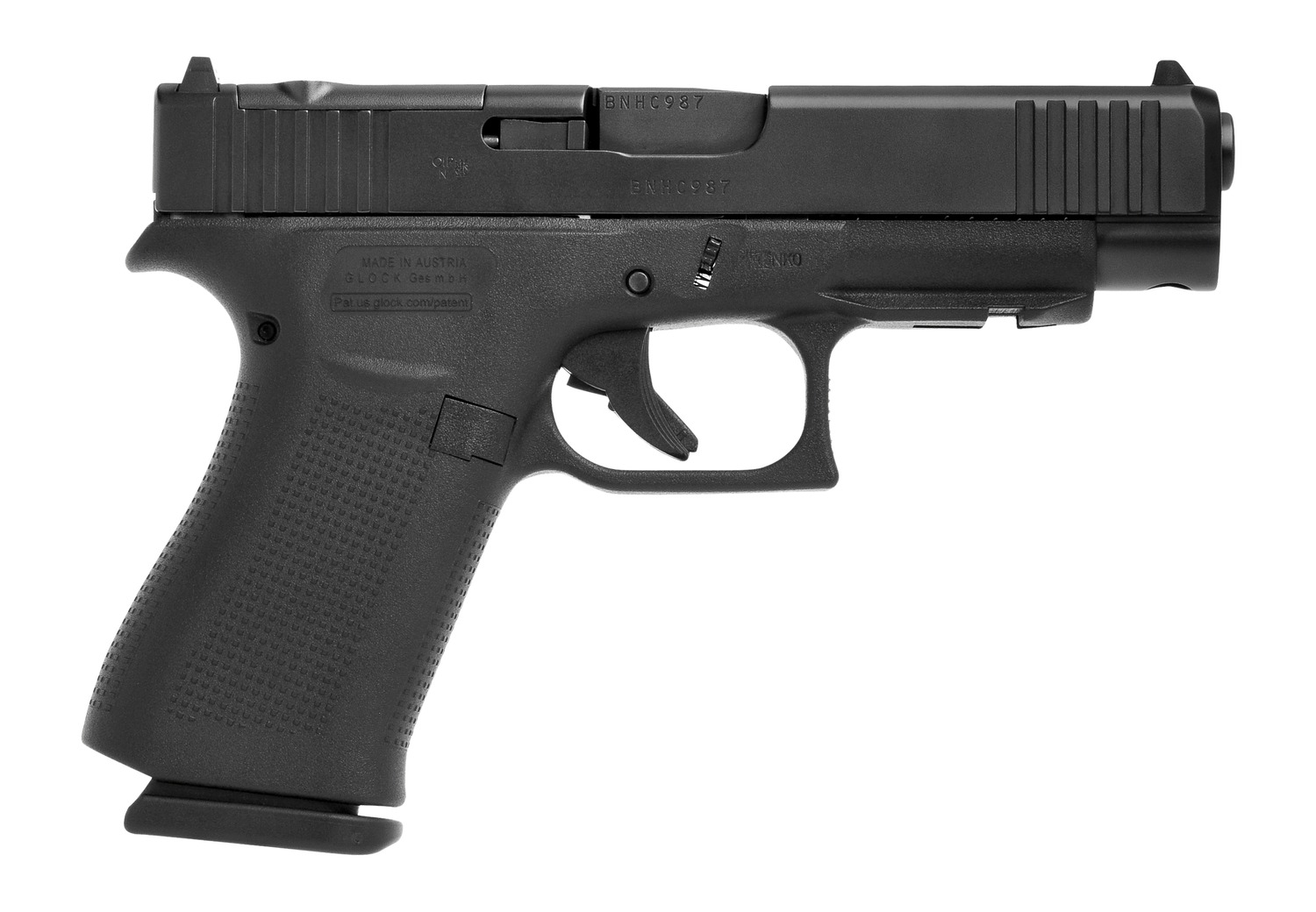 Glock PA4850203FR G48  Slim Compact 9mm Luger 15+1 4.17" Black GMB Barrel, Black nDLC Optic Ready/Serrated Steel Slide, Black Polymer Frame w/Beavertail & Front Rail, Black Textured Polymer Grip, Righ