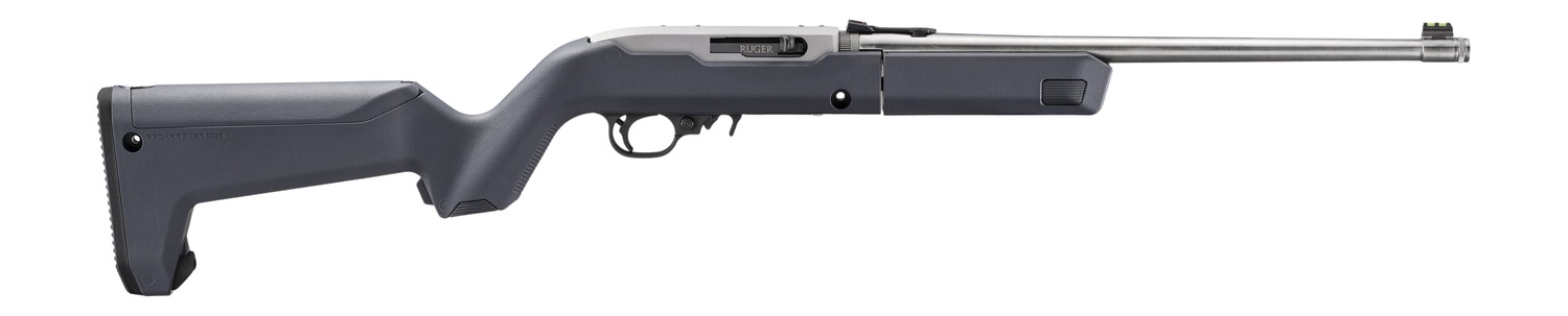Ruger 32016 10/22 Takedown 22 LR 10+1 16.40" Satin Stainless Threaded Barrel, Satin Stainless Stainless Steel Drilled & Tapped Receiver, Stealth Gray Magpul Hunter X-22 Backpacker Synthetic Stock