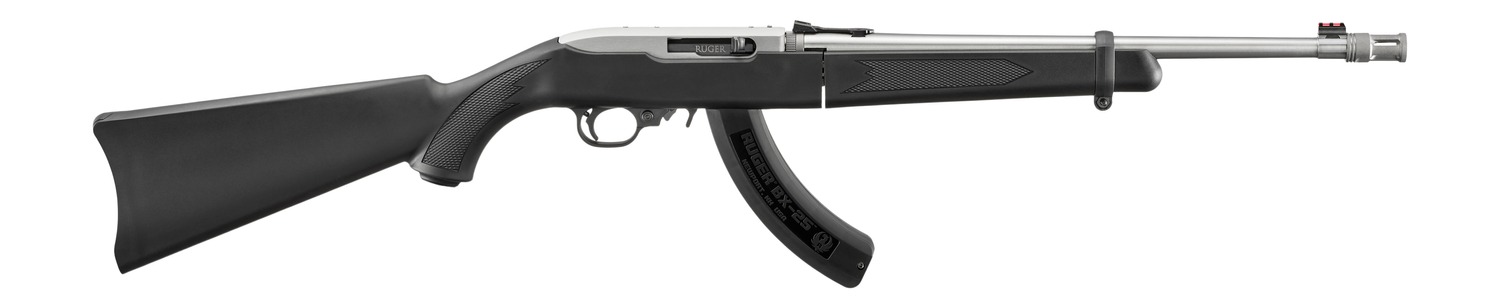 Ruger 32028 10/22 Takedown 22 LR 25+1 18.50" Matte Threaded Barrel, Matte Stainless Steel Drilled & Tapped Receiver, Black Fixed Synthetic Stock