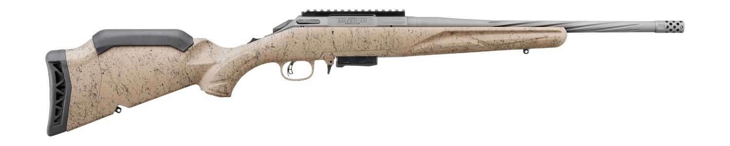 Ruger 46961 American II Ranch 450 Bushmaster 3+1 16.40" Cobalt Cerakote Threaded Barrel & Alloy Steel Receiver w/Picatinny Rail, Flat Dark Earth Splatter Adj Comb & LOP Synthetic Stock, Left Hand
