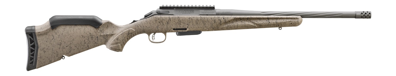 Ruger 46963 American II Ranch Full Size 400 Legend 5+1 16.10" Cobalt Cerakote Threaded Barrel & Alloy Steel Receiver w/Picatinny Rail, Flat Dark Earth Splatter Adj Comb & LOP Synthetic Stock, Left Han