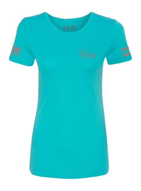 GLK AP96443 GLOCK GIRL FLAG TEE S TEAL