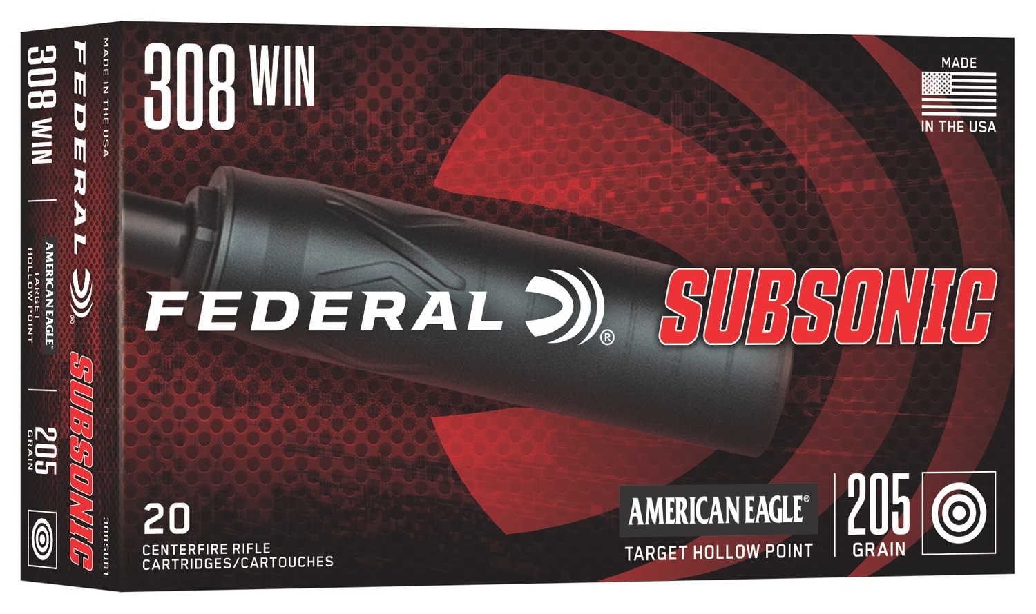 FEDERAL 308 WIN 205GR HP SUBSONIC 20RD