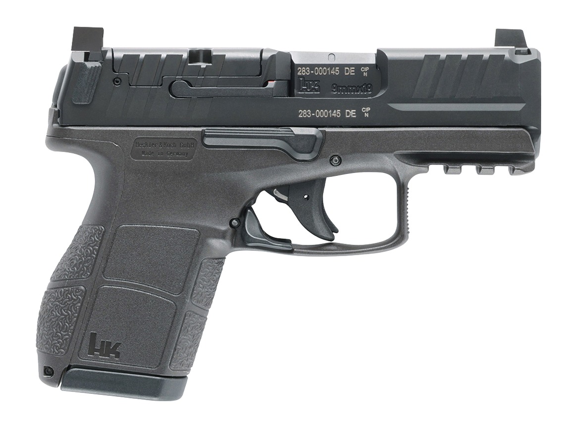 HK 81001174 VP9CC  Micro-Compact 9mm Luger 10+1 3.13" Polygonal Rifled Barrel, Black Steel Optic Ready/Serrated Slide, Black Polymer Frame w/Picatinny Rail, Interchangeable Backstrap Grip