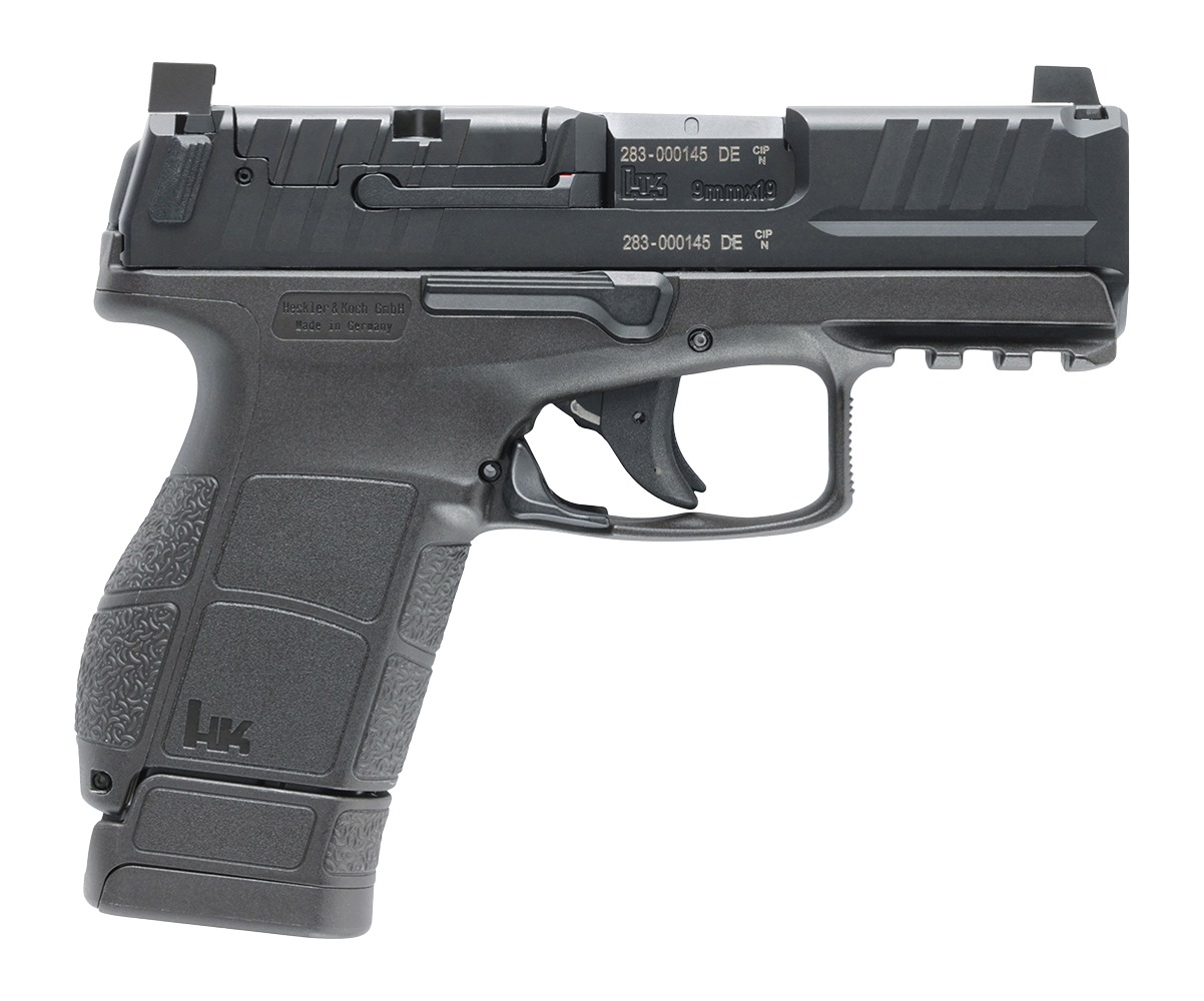 HK 81001173 VP9CC  Micro-Compact 9mm Luger 12+1 3.13" Polygonal Rifled Barrel, Black Steel Optic Ready/Serrated Slide, Black Polymer Frame w/Picatinny Rail, Interchangeable Backstrap Grip